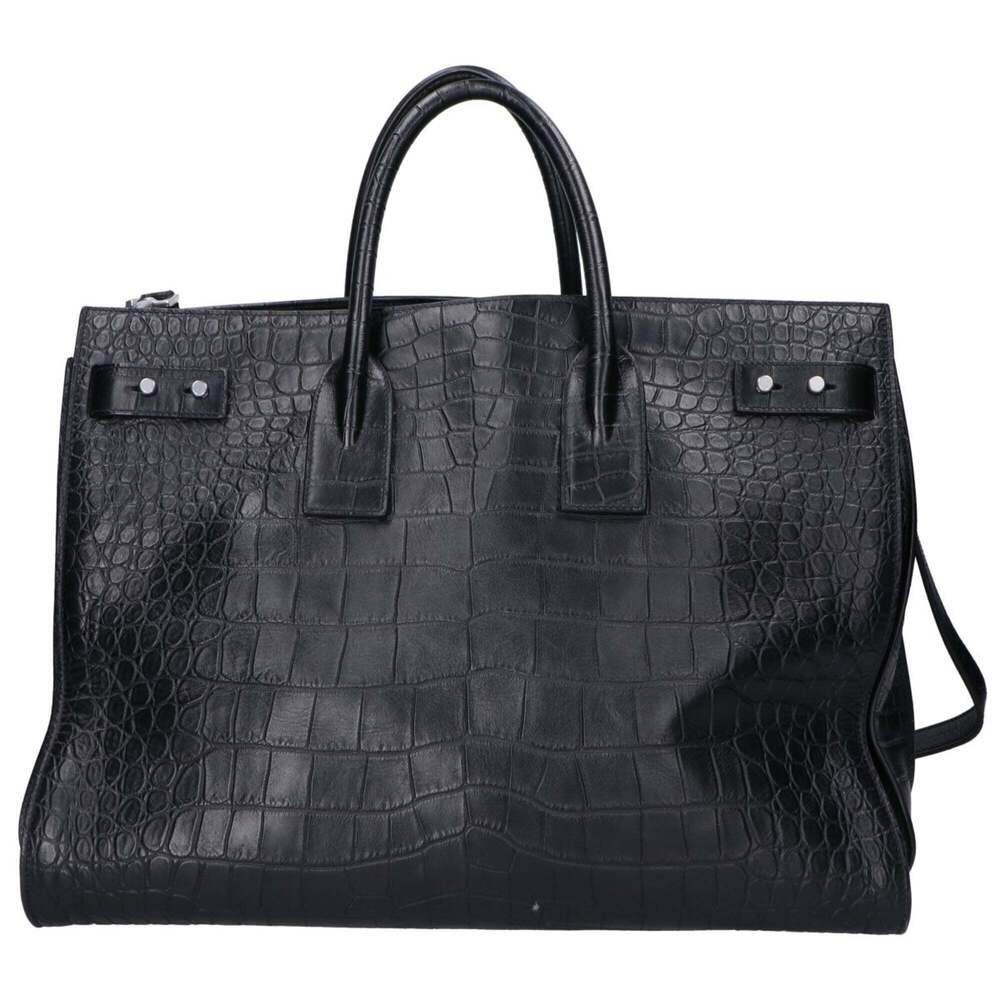 SAINT LAURENT 478167 Black Embossed Sac de Jour Souple 2-Way Tote Bag Women's - Picture 3 of 9